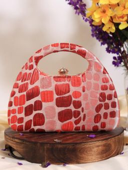 THE TAN CLAN - Coral Arc Red Clutch with Detachable Chain