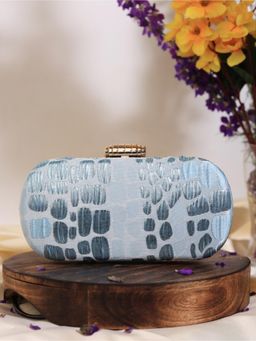 THE TAN CLAN - Coral Long Blue Clutch with Detachable Chain
