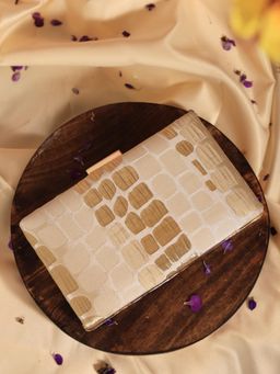 THE TAN CLAN - Coral Sleek Beige Clutch with Detachable Chain