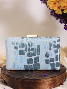 THE TAN CLAN - Coral Sleek Blue Clutch with Detachable Chain