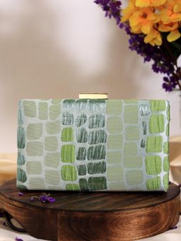 THE TAN CLAN - Coral Sleek Green Clutch with Detachable Chain