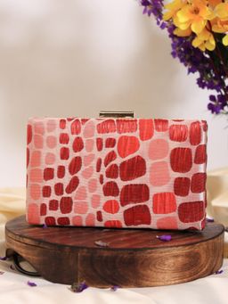 THE TAN CLAN - Coral Sleek Red Clutch with Detachable Chain