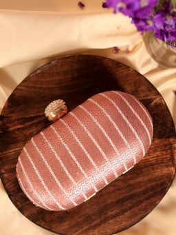 THE TAN CLAN - Glow Pink Sequins Oval Clutch with Detachable Chain