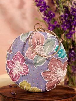 THE TAN CLAN - Riveria Multicolor Round Clutch with Detachable Chain