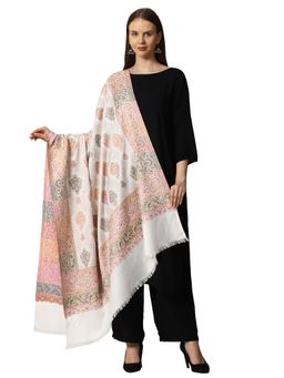 SWI STYLISH - Kashmiri Kani Wool Shawl for Women-White