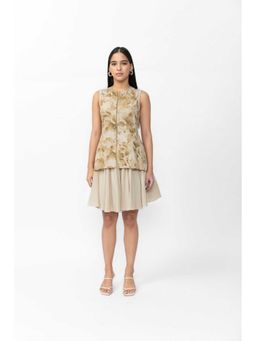 Contemponari - Waistcoat Beige Top with Skirt