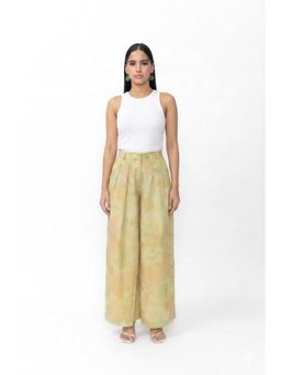 Contemponari - Printed Chiffon Wide Leg Casual Trouser
