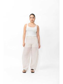 Contemponari - Solid Linen Barrel Casual Trouser