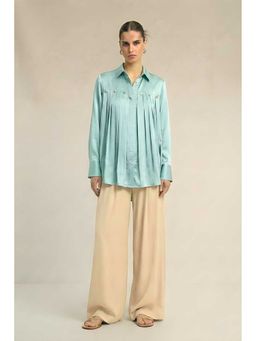 NEORA BY NEHAL CHOPRA - Gather Blue Shirt