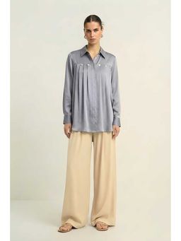 NEORA BY NEHAL CHOPRA - Gather Grey Shirt