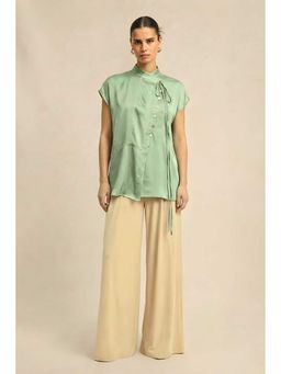 NEORA BY NEHAL CHOPRA - High Neck Green Top