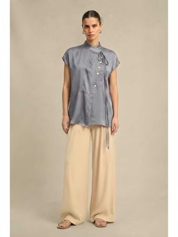 NEORA BY NEHAL CHOPRA - High Neck Grey Top