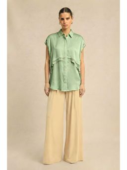 NEORA BY NEHAL CHOPRA - Coin Flap Green Shirt