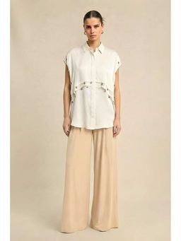 NEORA BY NEHAL CHOPRA - Coin Flap Ivory Shirt
