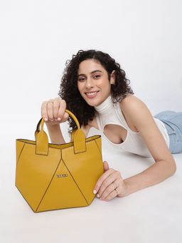 KLEIO - Geometrical Vegan PU Leather Top Handle Satchel Shoulder Handbag For Womens