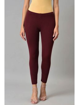 W - Maroon Solid Leggings