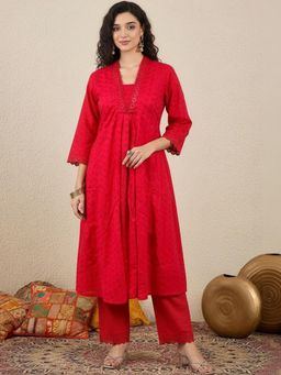 Gahan - Woven Design Pure Cotton V-Neck A-Line Kurta