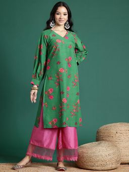 Gahan - Floral Print Straight Kurta