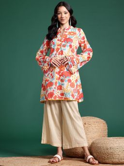 Gahan - Floral Printed Flared Sleeves Floral Kurti