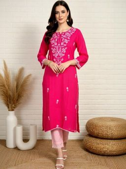Gahan - Women Ethnic Motifs Embroidered Chikankari Kurta