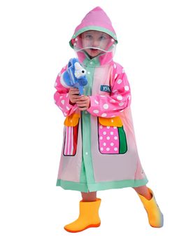 Little Surprise Box - Pink Polka Dots Long Style Raincoat