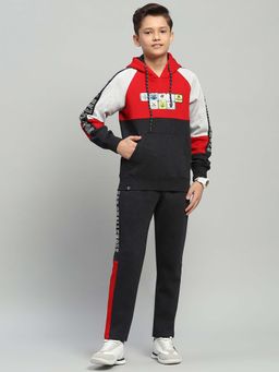 Monte Carlo - Red Colorblock Regular Fit Hoodie and Pant (Set of 2)