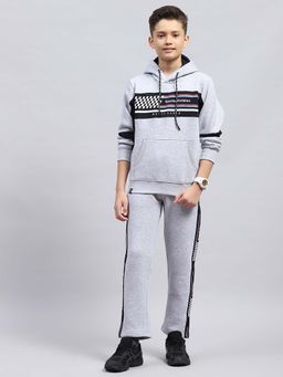 Monte Carlo - Grey Printed Regular Fit Hoodie and Pant (Set of 2)