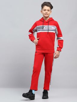 Monte Carlo - Red Printed Regular Fit Hoodie and Pant (Set of 2)