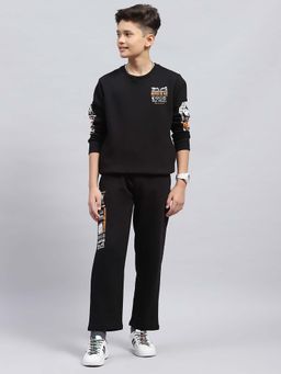 Monte Carlo - Black Printed Regular Fit Sweatshirt and Pant (Set of 2)
