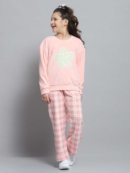 Monte Carlo - Peach Printed Regular Fit Sweatshirt and Pant (Set of 2)