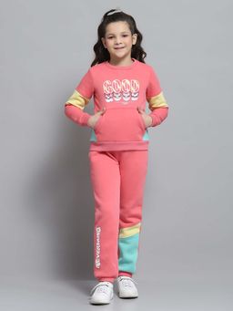 Monte Carlo - Pink Printed Regular Fit Sweatshirt and Pant (Set of 2)