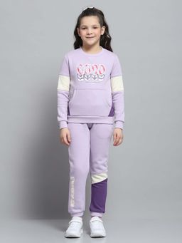 Monte Carlo - Lavender Printed Regular Fit Sweatshirt and Pant (Set of 2)