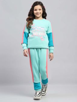 Monte Carlo - Green Colorblock Regular Fit Sweatshirt and Pant (Set of 2)