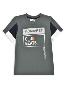 Cantabil - Green Typography Regular Fit T-Shirt