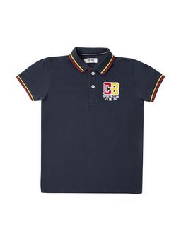 Cantabil - Navy Blue Solid Regular Fit T-Shirt