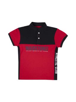 Cantabil - Red Colorblock Regular Fit T-Shirt