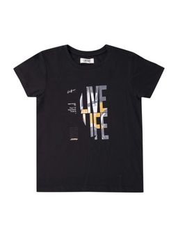 Cantabil - Navy Blue Typography Regular Fit T-Shirt