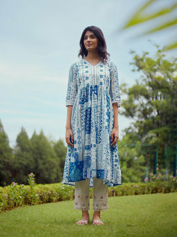 W - Printed White Kurta