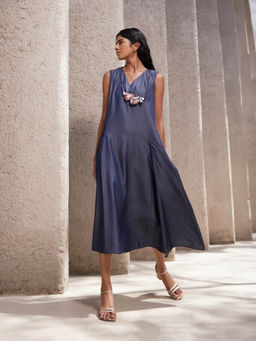 W - Blue Solid Dress