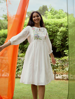 W - White Solid Dress