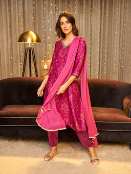 W - Purple Floral Kurta