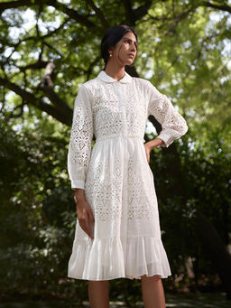 W - Embroidered Dress White