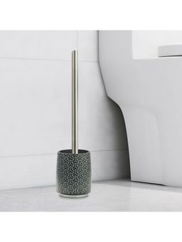 OBSESSIONS - Polyresin Toilet Brush with Holder, Black & Silver