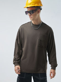 Bewakoof - Heavy Duty 1.0 Men's Brown Super Loose Fit T-shirt