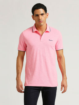 Pepe Jeans - Booster Solid Logo Printed Slub Stretch Polo T-shirt