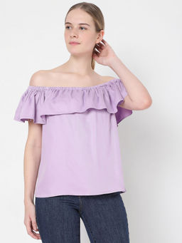 VERO MODA - Women Solid Lavender Top