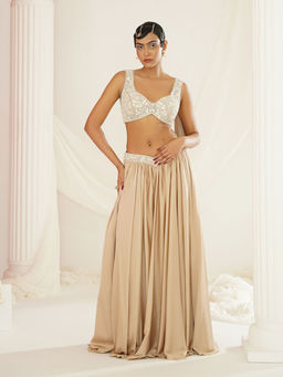 Kapda Dori - Nude Embellished Lehenga with Blouse (Set of 2)