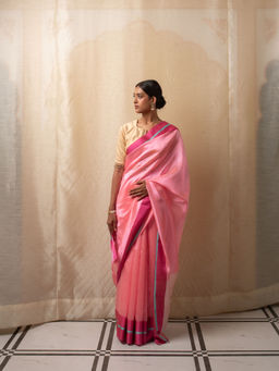 PRIYANKA RAAJIV - Pink Hakeek Saree with Unstitched Blouse