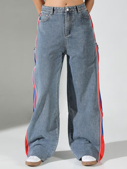 SHOWOFFFF - Edition Women Blue Solid Wide Leg Jeans