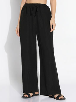 SHOWOFF - Women Black Solid Loose Fit Trousers